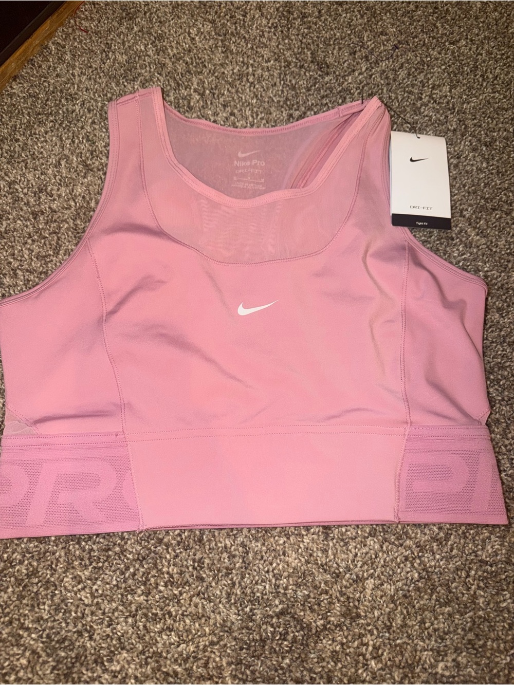 Nike Pro Dri-FIT Pink Racerback Pullover Sports Bra Women’s Size M HJ1192-699